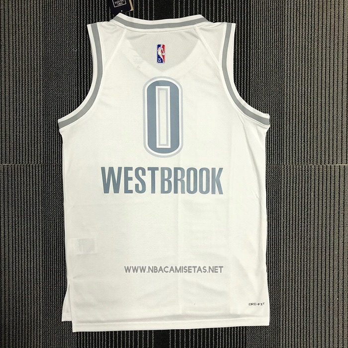 Camiseta Oklahoma City Thunder Russell Westbrook NO 0 Ciudad 2021-22 Blanco